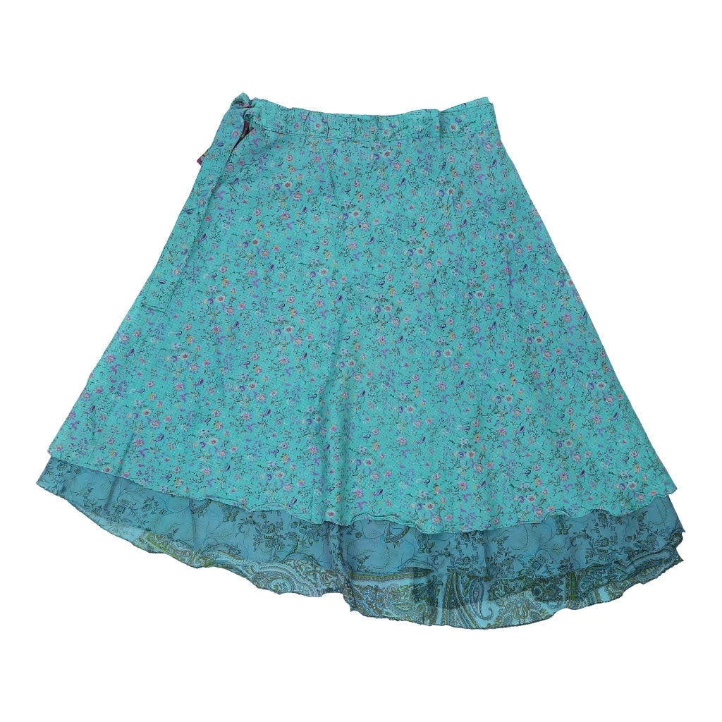 Vintage Unbranded Wrap Skirt - 26W UK 6 Blue Polyester 3 Vintage Unbranded Wrap Skirt - 26W UK 6 Blue Polyester - Image 2