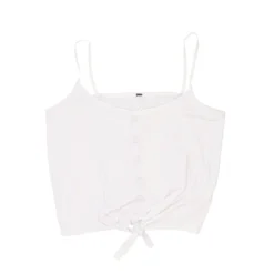 Vintage Unbranded Strap Top - Large White Cotton