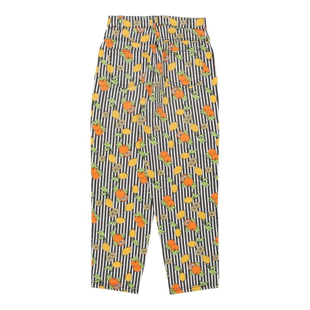 Vintage Lemon & Orange AOP Unbranded Trousers - 27W UK 8 Black & White Cotton 4 Vintage Lemon & Orange AOP Unbranded Trousers - 27W UK 8 Black & White Cotton - Image 2