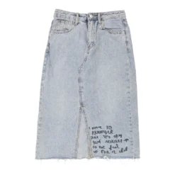 Vintage Icc Plus Denim Skirt - 26W UK 6 Blue Cotton