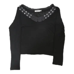 Vintage Moschino Long Sleeve Top - Small Black Viscose