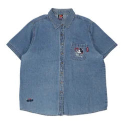 Deals Garbique Store 47 Vintage Mickey Mouse Mickey Unlimited Denim Shirt - Large Blue Cotton