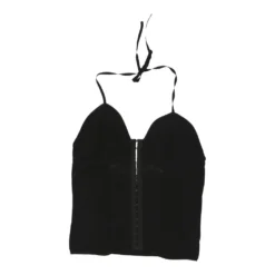 Vintage Xetra Halterneck Top - Large Black Viscose