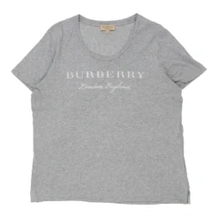 Vintage Burberry London T-Shirt - Large Grey Cotton