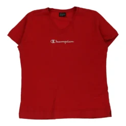 Vintage Champion T-Shirt - Large Red Cotton