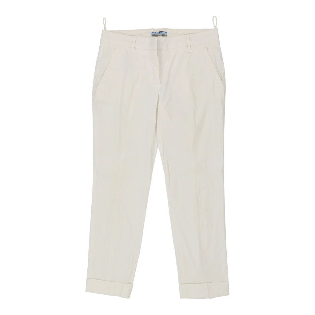 Vintage Prada Trousers - 32W UK 12 White Cotton Blend 3 Vintage Prada Trousers - 32W UK 12 White Cotton Blend