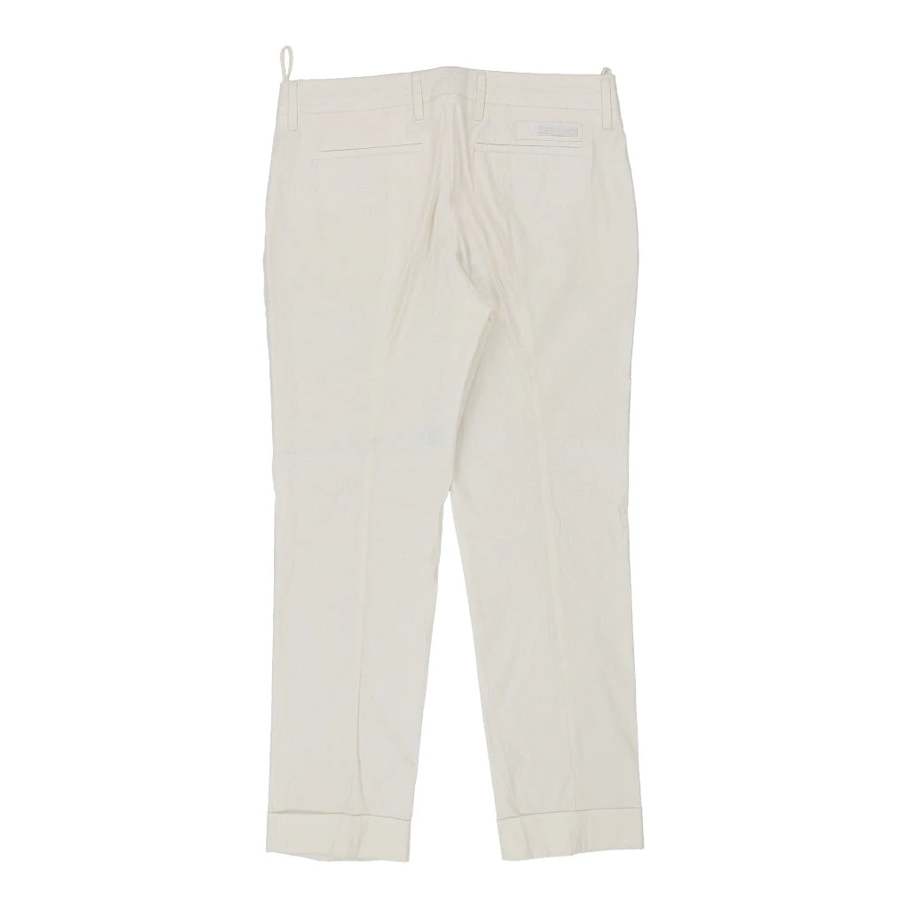 Vintage Prada Trousers - 32W UK 12 White Cotton Blend 4 Vintage Prada Trousers - 32W UK 12 White Cotton Blend - Image 2
