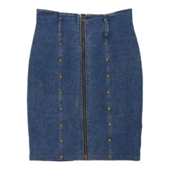 Vintage Big Time Denim Skirt - Small UK 8 Blue Cotton