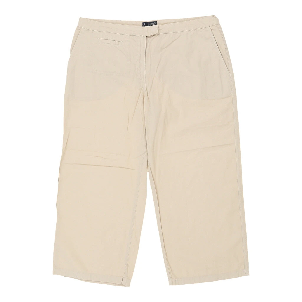 Vintage Armani Trousers - 36W UK 14 Beige Cotton 3 Vintage Armani Trousers - 36W UK 14 Beige Cotton