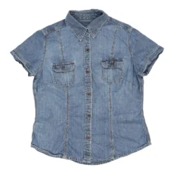 Deals Garbique Store 43 Vintage Eddie Bauer Denim Shirt - Large Blue Cotton