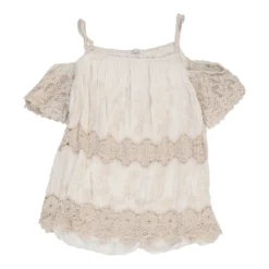 Vintage Unbranded Top - Small Beige Viscose