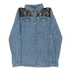 Vintage Guess Denim Shirt - Small Blue Cotton