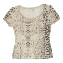 Vintage Cavalli T-Shirt - Small Beige Cotton