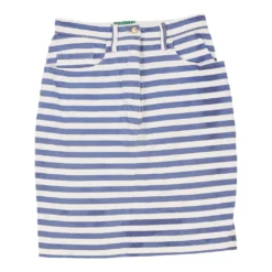 Vintage Moshino Denim Skirt - XS UK 6 Blue & White Cotton