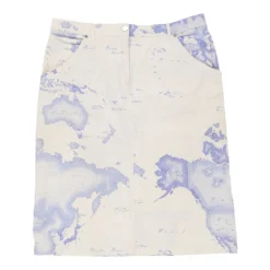 Vintage Alvero Martini Skirt - Medium UK 14 Blue & White Cotton