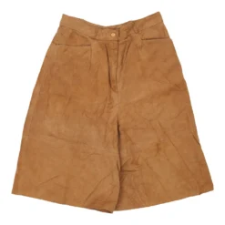 Vintage Unbranded High Waisted Shorts - 28W UK 10 Brown Leather