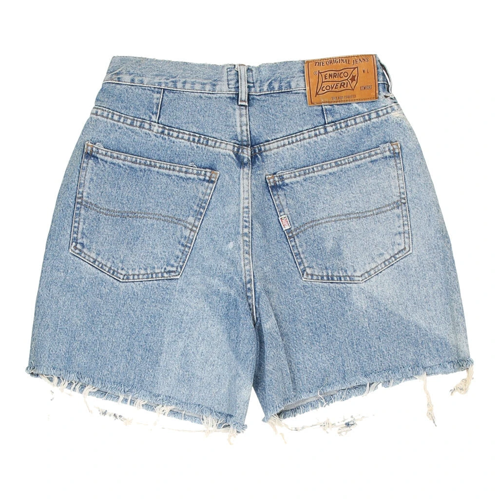 Vintage Enrico Coveri High Waisted Denim Shorts - 28W UK 8 Blue Cotton 4 Vintage Enrico Coveri High Waisted Denim Shorts - 28W UK 8 Blue Cotton - Image 2
